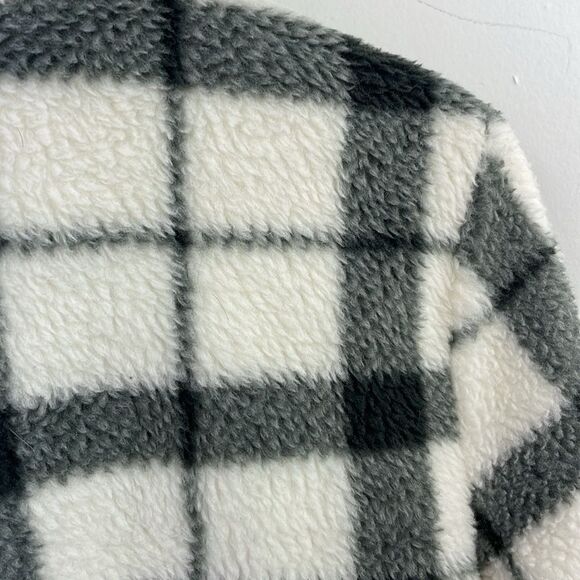 T by TALBOTS Fleece Jacket Womens cream black Plaid Full Zip Soft Pockets Small - Picture 8 of 13